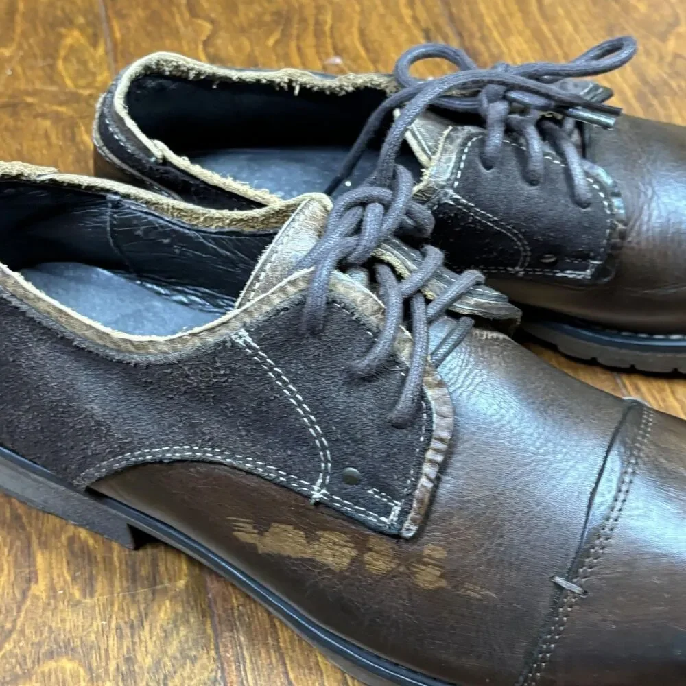 Bed Stu Shoes‎ Mens Size 9.5 Brown Leather Suede Cap Toe Oxford Lace Up Casual